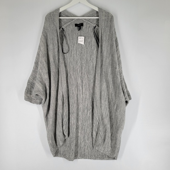 Forever 21 Sweaters - Forever 21 Grey Heathered Knit Open Front Long Cardigan Sweater Size Small
